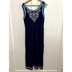 Boho Tantrums Size Large Midi Dress Aztec Design Unique Detail Missing Belt